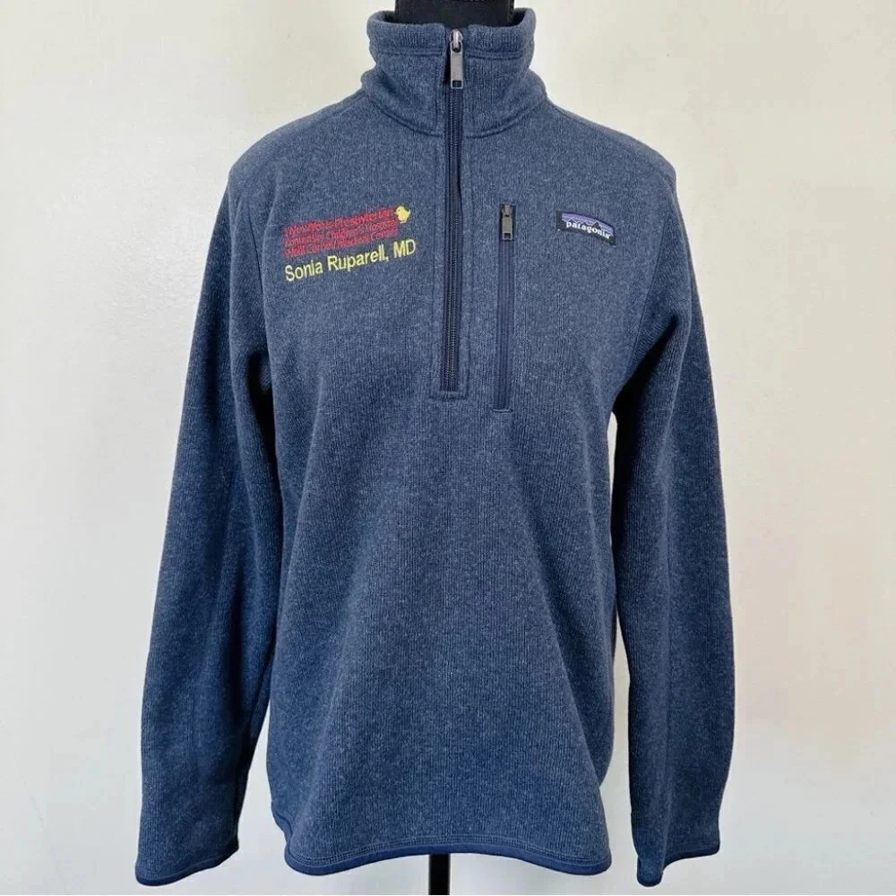 Patagonia Branded Embroidery Better Sweater  Quarter Zip Blue Color